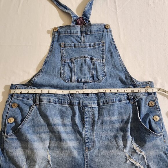 Love Revival Women Size 3X Blue Denim Pockets Button Adjustable Strap Shortall's - Picture 11 of 13